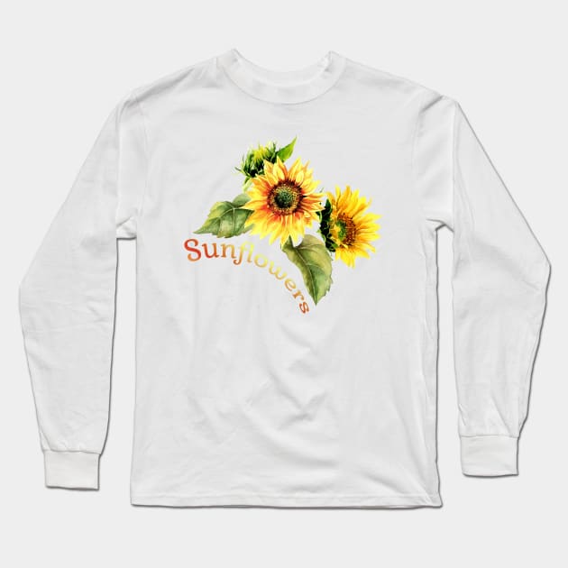 Sunflowers -Bouquet of Sunflowers Long Sleeve T-Shirt by KrasiStaleva